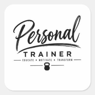 Adesivo Quadrado Treinador Pessoal Motiva Transformação Fitness