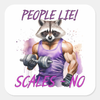 Adesivo Quadrado Treinador Racoon, atleta, bobos