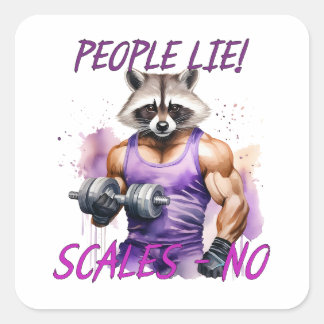 Adesivo Quadrado Treinador Racoon, atleta, bobos