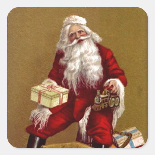 Adesivo Quadrado Trem da posse do papai noel do Natal do feriado do (Frente)