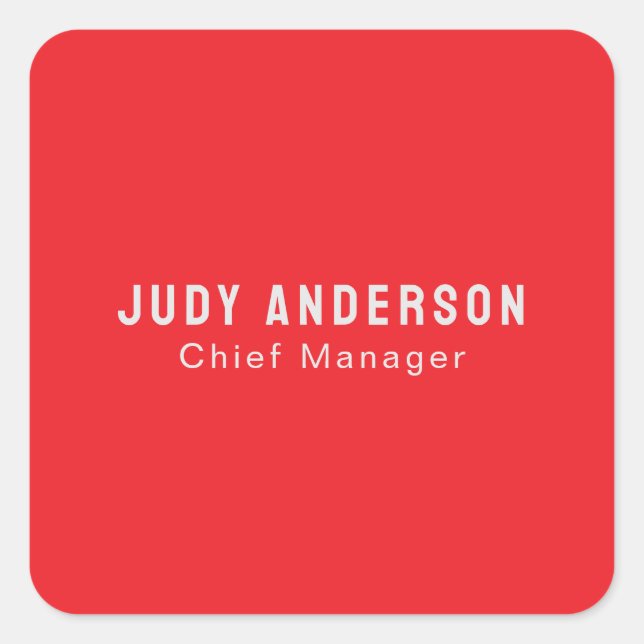 Adesivo Quadrado Trend Bright Red Professional Plain Modern Elegant (Frente)