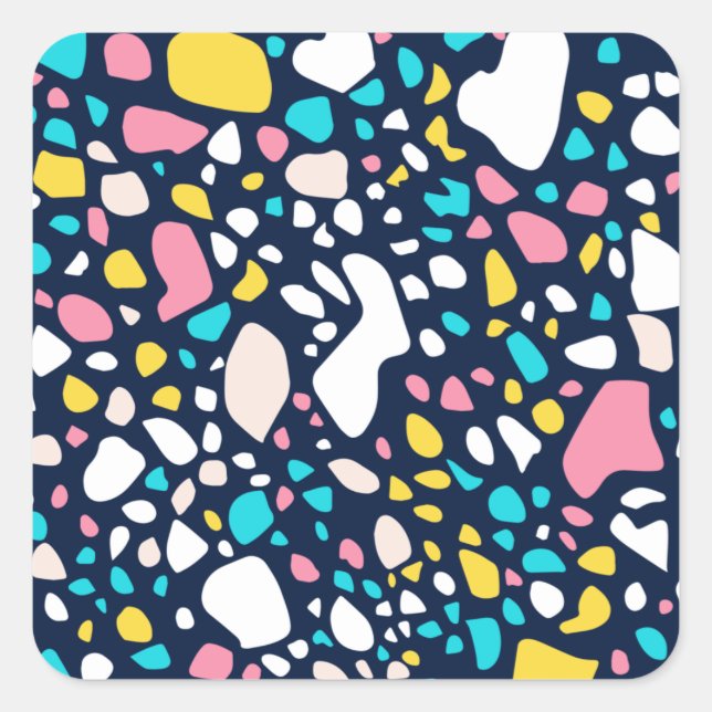 Adesivo Quadrado Trendy Abstrato Geométrico Stone Terrazzo (Frente)