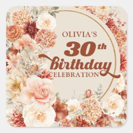 Adesivo Quadrado Trendy cobre blush burgundy aniversário de 30 anos