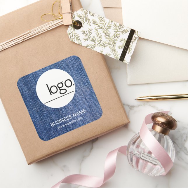 ADESIVO QUADRADO TRENDY FASHION DEMIN BLUE BUSINESS LOGO STICKER (Presentear)