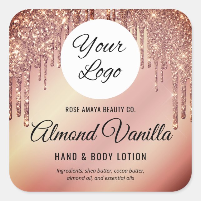 Adesivo Quadrado Trendy Glitter Drives Add Logo Beauty Sticker Labe (Frente)