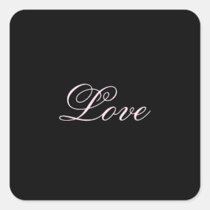 Adesivo Quadrado Trendy Love Calliografia Script Black