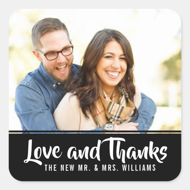 Adesivo Quadrado Trendy Typografia | Casamento Fotográfico Personal (Frente)