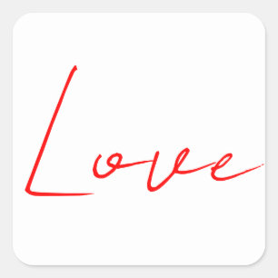 Adesivo Quadrado Trendy White Red Love Nome da Manuscrito