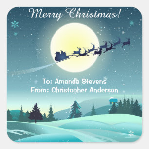 Adesivo Quadrado Trenó da rena do vôo do papai noel