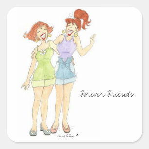 Adesivo Quadrado Três amigas para sempre.