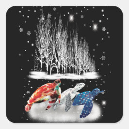 Adesivo Quadrado Três Camisa de Neve Turtle American Floco de Neve