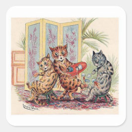 Adesivo Quadrado Três Gatos de Louis Wain