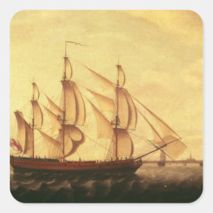 Adesivo Quadrado Três naves da Baía Hudson no Tâmisa