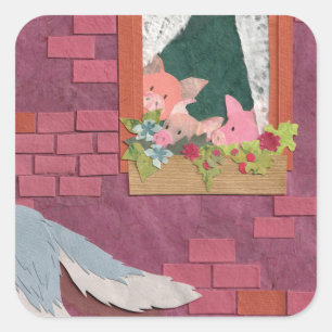 Adesivo Quadrado Três Pequenos Porcos