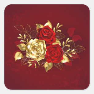 Adesivo Quadrado Três Rosas de joalharia