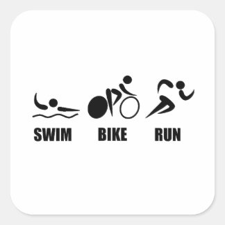 Adesivo Quadrado Triathlon Natação Bike Run