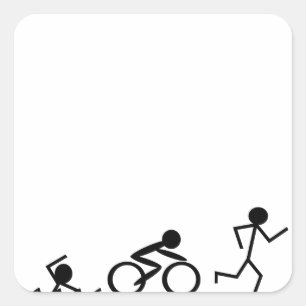 Adesivo Quadrado Triathlon Stick Figures