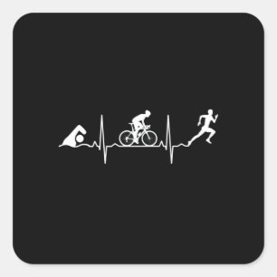 Adesivo Quadrado Triathlon - Triathlon Heartbeat