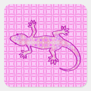 Adesivo Quadrado Tribal batik Gecko - orquídea e casca rosa