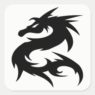 Adesivo Quadrado Tribal Dragon Silhouette