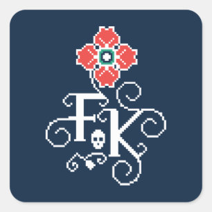 Adesivo Quadrado Tributo floral de Frida Kahlo