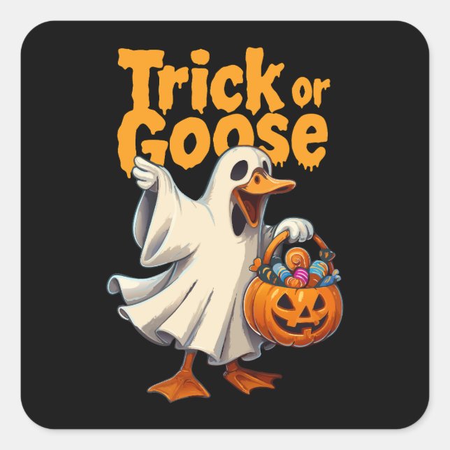 Adesivo Quadrado Trick or Goose Halloween Goose (Frente)