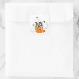 Adesivo Quadrado Trick or Treat Fantasma