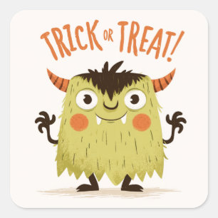 Adesivo Quadrado Trick or Treat! - Monstro #1