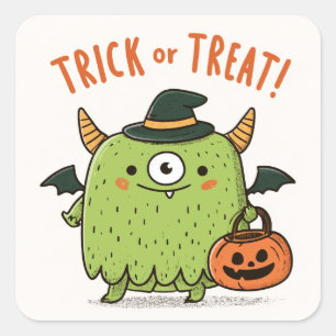 Adesivo Quadrado Trick or Treat! - Monstro #3
