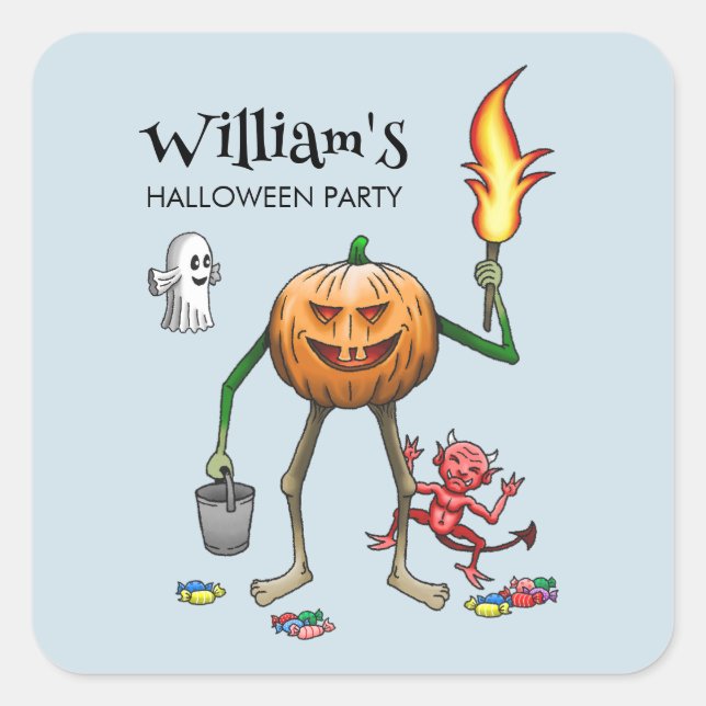 Adesivo Quadrado Trick ou Tratar Abóbora (Frente)