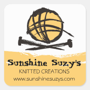 Adesivo Quadrado tricô a cores personalizado agulha fio tinteiro