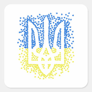 Adesivo Quadrado Tridente de emblem ucraniano trizub espalhando cor