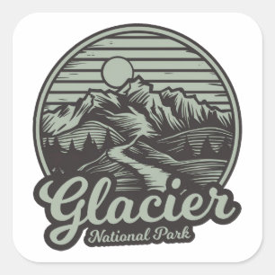 Adesivo Quadrado Trilha da Montanha do Parque Nacional Glaciar