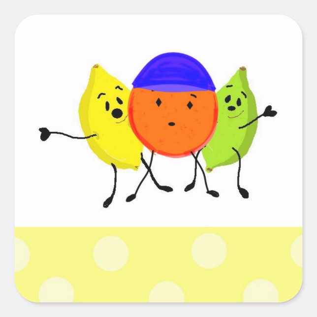 Adesivo Quadrado Trio de Frutas Bobo (Frente)