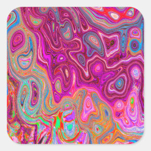 Adesivo Quadrado Trippy Abstrato Magenta - Arco-íris Magenta - Col