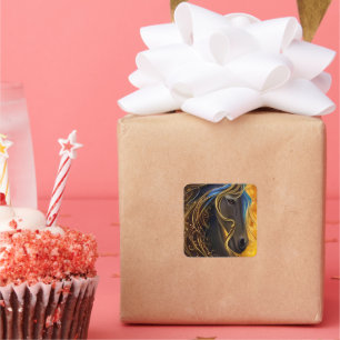 Adesivo Quadrado Triptych belo Cavalo Negro