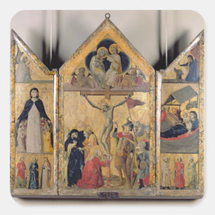 Adesivo Quadrado Triptych com cenas da vida do