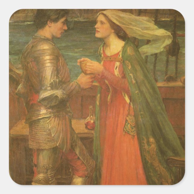 Adesivo Quadrado Tristan e Isolda de John William Waterhouse (Frente)
