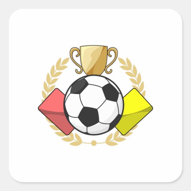 Adesivo Quadrado Troféu de cartão vermelho e amarelo de futebol (Frente)