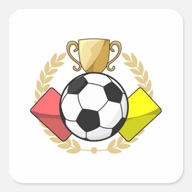 Adesivo Quadrado Troféu de cartão vermelho e amarelo de futebol (Frente)