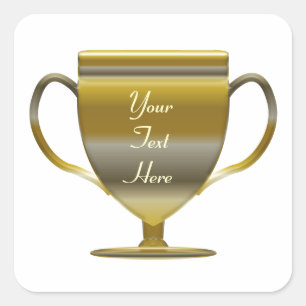 Adesivo Quadrado Troféu Dourado Personalizado