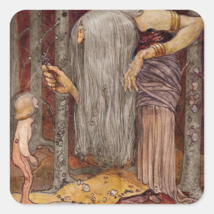 Adesivo Quadrado Troll oferecendo uma pequena ramificação