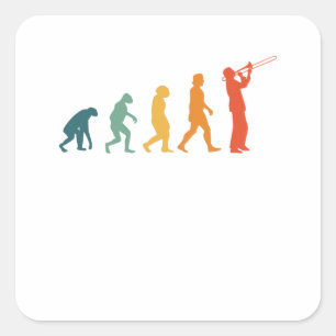 Adesivo Quadrado Trombone Evolution Retro Concert Band Trombonist