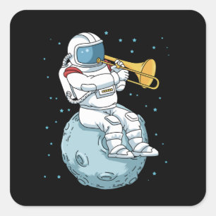 Adesivo Quadrado Trombone Gift Jazz Music Marching Banda Trombone