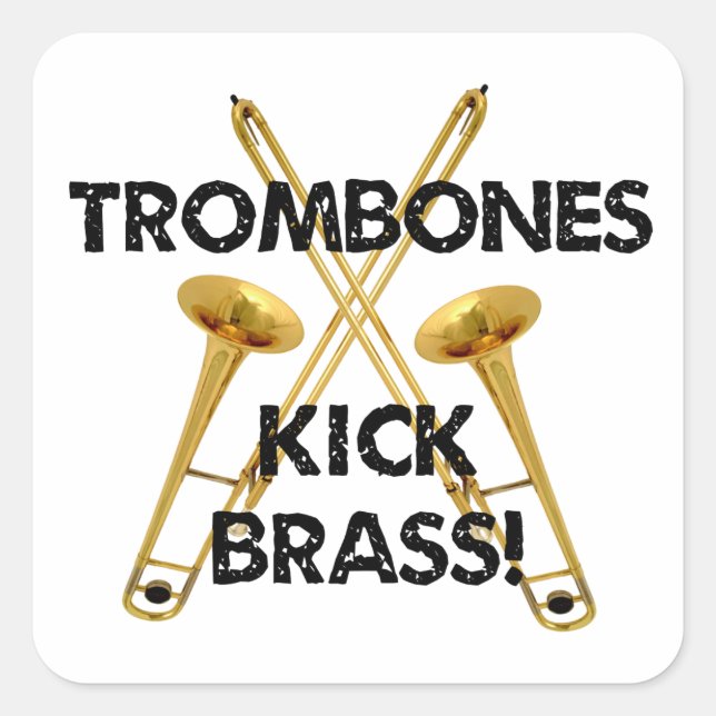 Adesivo Quadrado Trombones Kick Brass! (Frente)