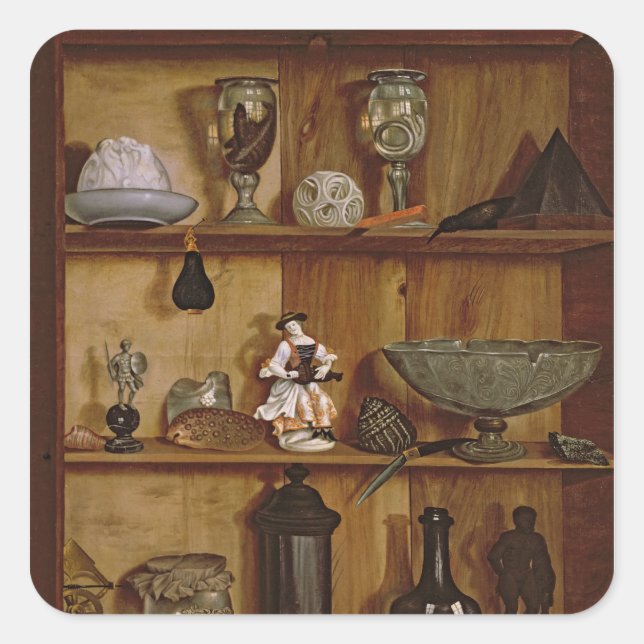 Adesivo Quadrado Trompe l'Oeil com uma Estatueta de Hércules (Frente)