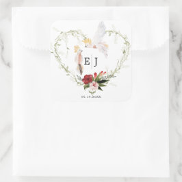Adesivo Quadrado Tropical Beach Floral Palm Weding Favor