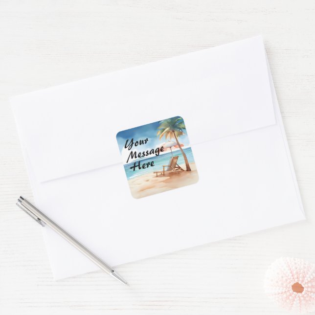 Adesivo Quadrado Tropical Beach Party (Envelope)