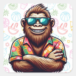Adesivo Quadrado Tropical/Beach yeti/bigfoot
