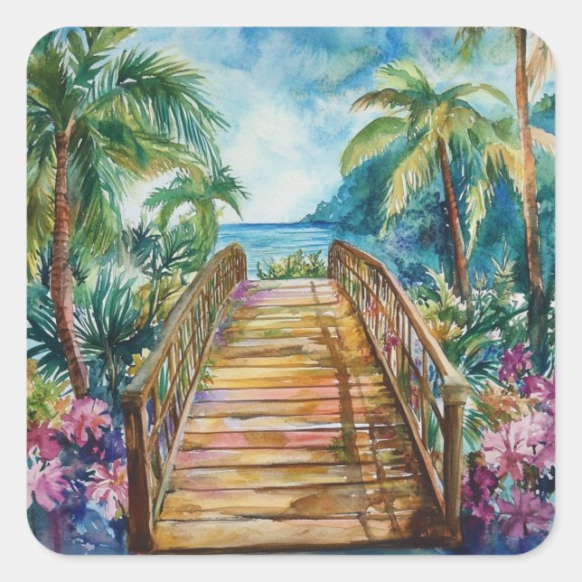 Adesivo Quadrado Tropical Bridge (Frente)